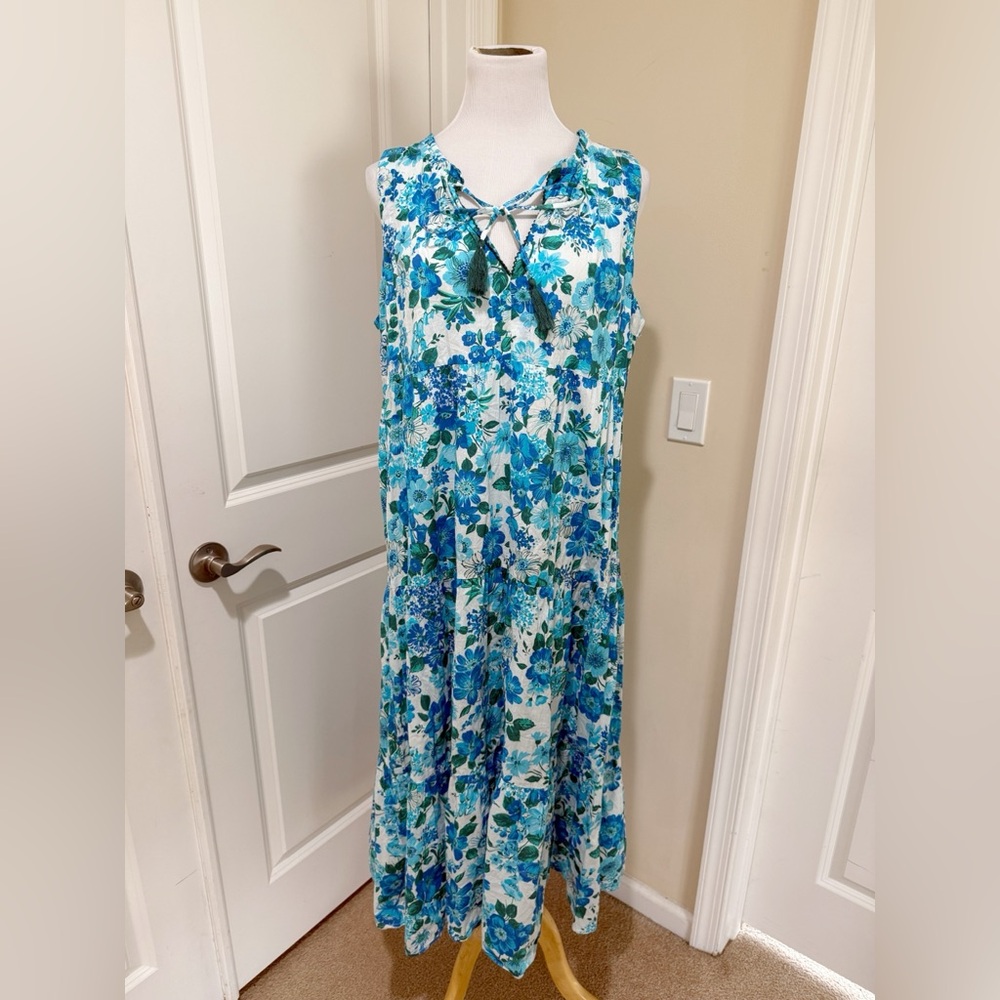 NWOT Tuckernuck Paloma Beach Caftan Blooming Garden Salty Maxi Dress Size XL - Picture 3 of 9